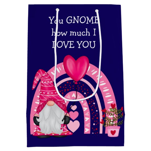 Cute Gnome Rainbow Valentijn Medium Cadeauzakje (Achterkant)