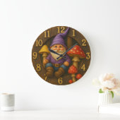 Cute gnome rustic style mushroom forest clock grote klok (Huis)