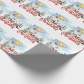 Cute Gnome, Snowman Celebrating Christmas Holiday Cadeaupapier (Hoek)