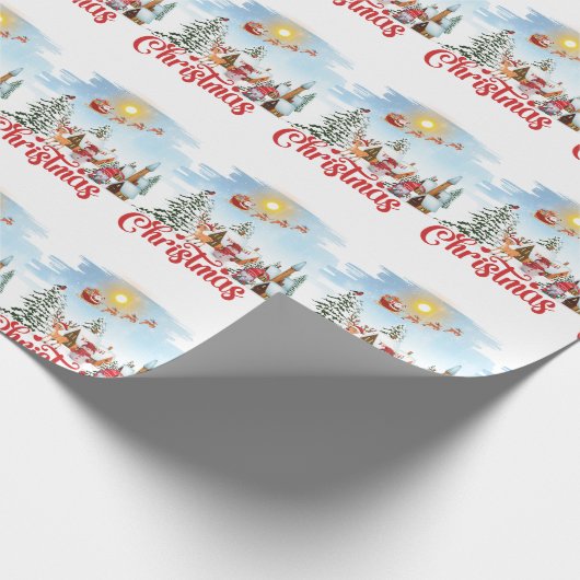 Cute Gnome, Snowman Celebrating Christmas Holiday Cadeaupapier (Hoek)