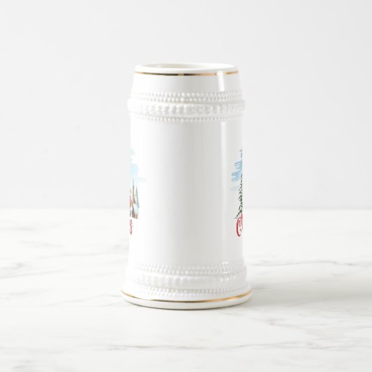 Cute Gnome, Snowman Celebring Kerstfeestdag Bierpul (Center)