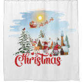 Cute Gnome, Snowman Celebring Kerstfeestdag Douchegordijn (Voorkant)