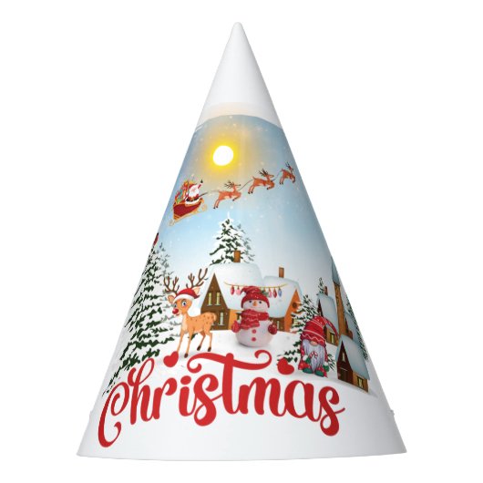 Cute Gnome, Snowman Celebring Kerstfeestdag Feesthoedjes (Voorkant)