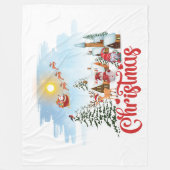 Cute Gnome, Snowman Celebring Kerstfeestdag Fleece Deken (Voorkant)
