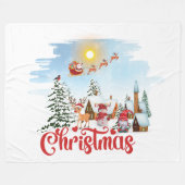 Cute Gnome, Snowman Celebring Kerstfeestdag Fleece Deken (Voorkant (Horizontaal))