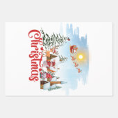 Cute Gnome, Snowman Celebring Kerstfeestdag Inpakpapier Vel (Voorkant)