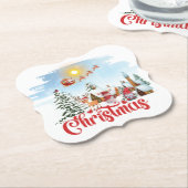 Cute Gnome, Snowman Celebring Kerstfeestdag Kartonnen Onderzetters (Gekanteld)