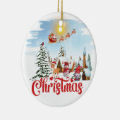 Cute Gnome, Snowman Celebring Kerstfeestdag Keramisch Ornament (Rechts)