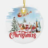 Cute Gnome, Snowman Celebring Kerstfeestdag Keramisch Ornament (Voorkant)