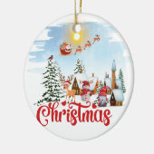 Cute Gnome, Snowman Celebring Kerstfeestdag Keramisch Ornament (Links)