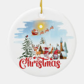 Cute Gnome, Snowman Celebring Kerstfeestdag Keramisch Ornament (Achterkant)