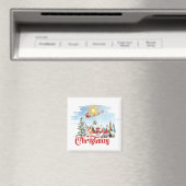 Cute Gnome, Snowman Celebring Kerstfeestdag Magneet (Insitu (Vaatwasser))
