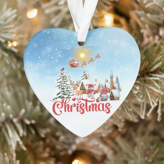 Cute Gnome, Snowman Celebring Kerstfeestdag Ornament (Boom)