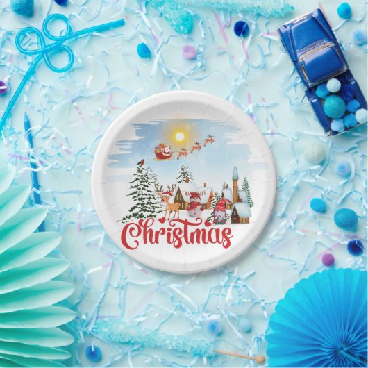 Cute Gnome, Snowman Celebring Kerstfeestdag Papieren Bordje (Feest)