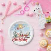 Cute Gnome, Snowman Celebring Kerstfeestdag Papieren Bordje (Feest)