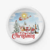 Cute Gnome, Snowman Celebring Kerstfeestdag Papieren Bordje (Voorkant)