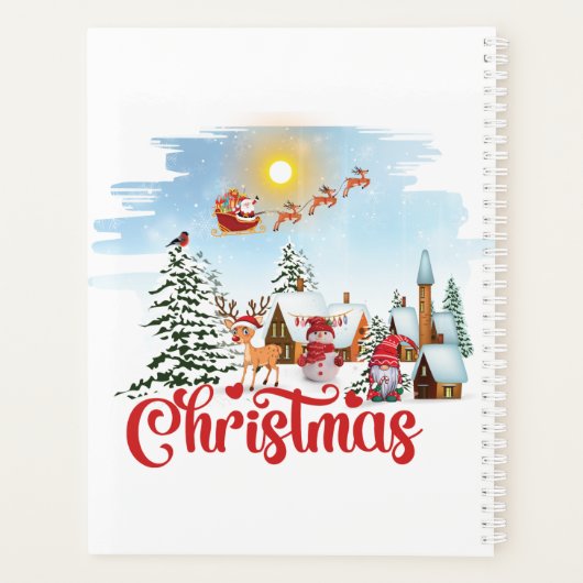 Cute Gnome, Snowman Celebring Kerstfeestdag Planner (Achterkant)
