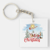 Cute Gnome, Snowman Celebring Kerstfeestdag Sleutelhanger (Voorkant)