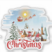 Cute Gnome, Snowman Celebring Kerstfeestdag Sticker (Voorkant)