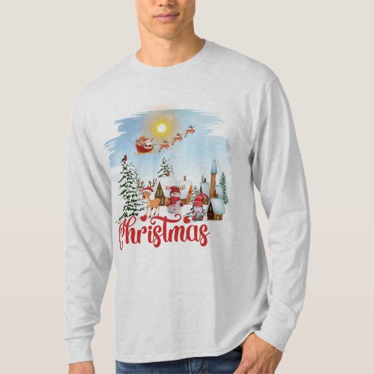 Cute Gnome, Snowman Celebring Kerstfeestdag T-shirt (Voorkant)