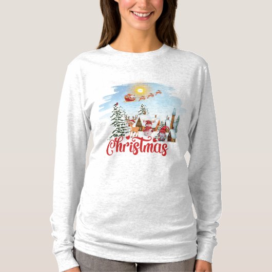 Cute Gnome, Snowman Celebring Kerstfeestdag T-shirt (Voorkant)