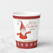Cute Gnome Specialized Red White Kerstparty Papieren Bekers (Achterkant)
