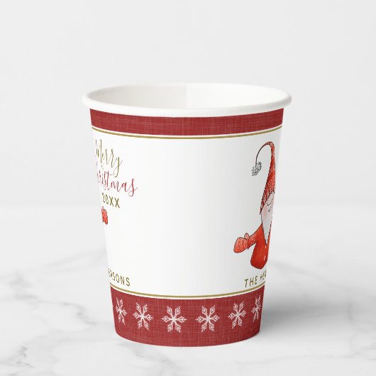 Cute Gnome Specialized Red White Kerstparty Papieren Bekers (Links)