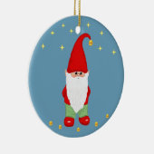 Cute Gnome, Stars and Gold Confetti on Sky Blue Keramisch Ornament (Rechts)
