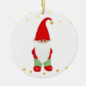 Cute Gnome, Stars and Gold Confetti on White Keramisch Ornament (Voorkant)