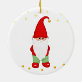 Cute Gnome, Stars and Gold Confetti on White Keramisch Ornament (Achterkant)