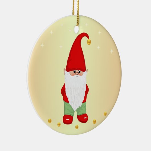 Cute Gnome, Stars en Gold Confetti Keramisch Ornament (Rechts)