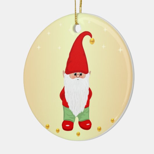 Cute Gnome, Stars en Gold Confetti Keramisch Ornament (Links)