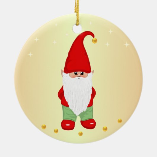 Cute Gnome, Stars en Gold Confetti Keramisch Ornament (Achterkant)