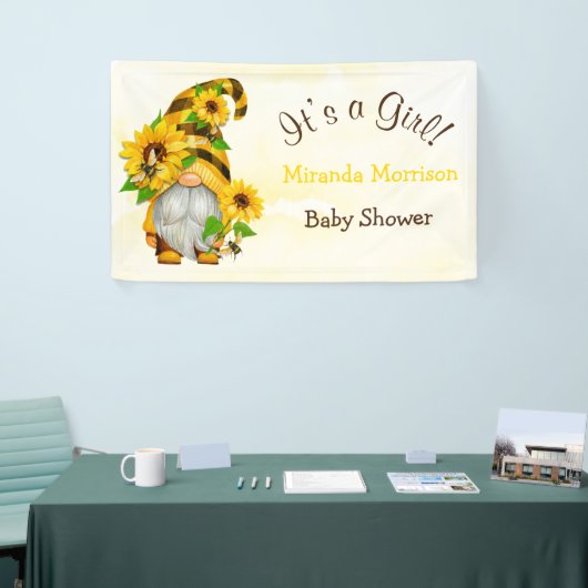 Cute Gnome Sunflower Bee Baby shower Spandoek (Beurs)