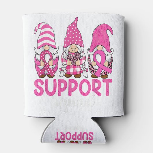 Cute Gnome Support Squad Breast Cancer Bewustheid Blikjeskoeler (Achterkant)