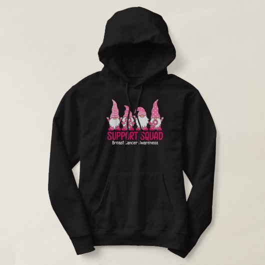 Cute Gnome Support Squad Breast Cancer Bewustheid Hoodie (Design voorkant)