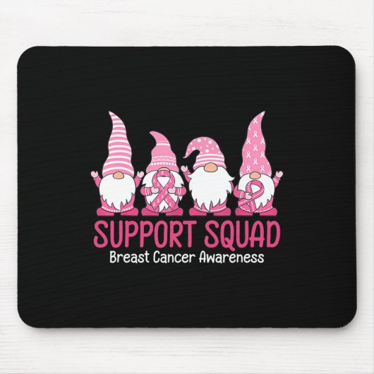 Cute Gnome Support Squad Breast Cancer Bewustheid Muismat (Voorkant)