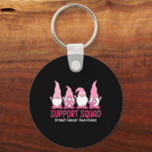Cute Gnome Support Squad Breast Cancer Bewustheid Sleutelhanger (Voorkant)
