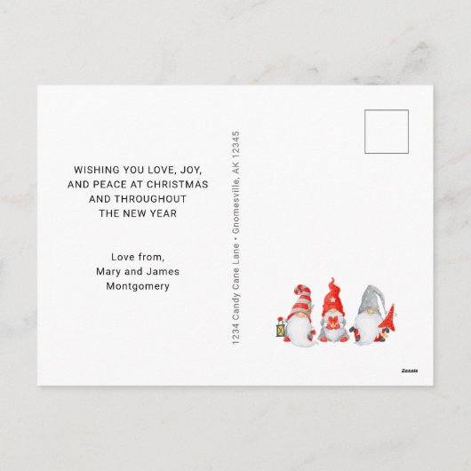 Cute Gnome Trio Kerstmis Feestdagenkaart (Achterkant)