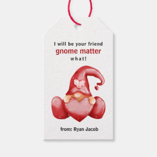 Cute Gnome Valentine Day Red Heart Valentijn Cadeaulabel