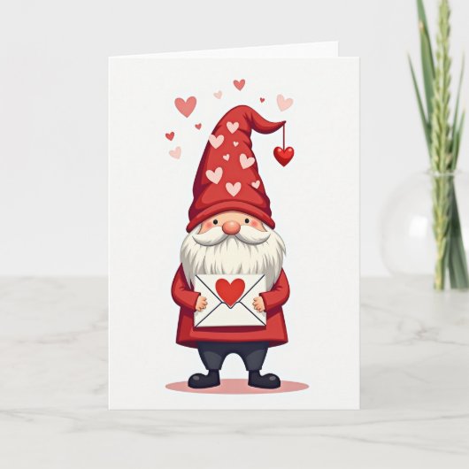Cute Gnome Valentines Day Card Kaart (Voorkant)