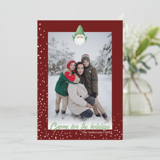 Cute Gnome voor de Feestdagen Feestdagenkaart (Staand voorkant)