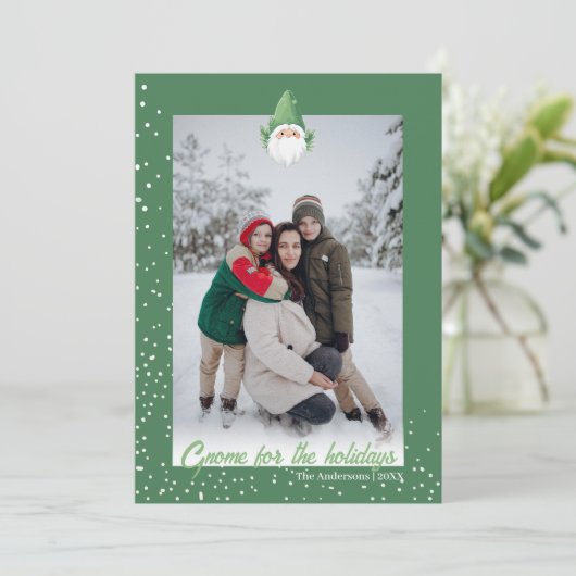 Cute Gnome voor de Feestdagen Feestdagenkaart (Staand voorkant)