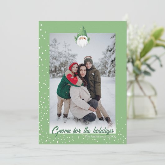 Cute Gnome voor de Feestdagen Feestdagenkaart (Staand voorkant)