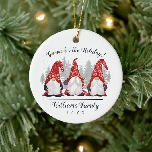 Cute Gnome voor de Feestdagen Keramisch Ornament (Boom)