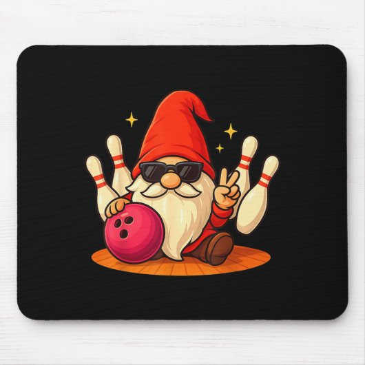 Cute Gnome With Sungles Gnome Playing Bowling Men Muismat (Voorkant)