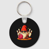 Cute Gnome With Sungles Gnome Playing Bowling Men Sleutelhanger (Voorkant)