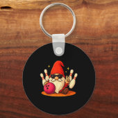 Cute Gnome With Sungles Gnome Playing Bowling Men  Sleutelhanger (Voorkant)