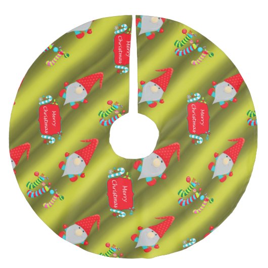 Cute Gnomen, Chartreuse Kerstmis Kerstboom Rok (Voorkant)