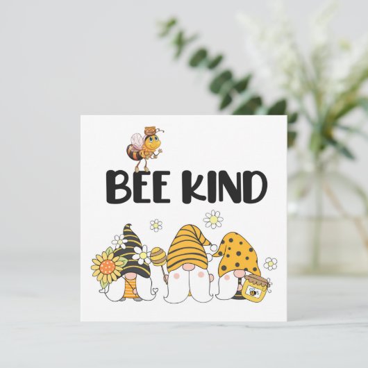 Cute Gnomen en Bee Kaart (Staand voorkant)